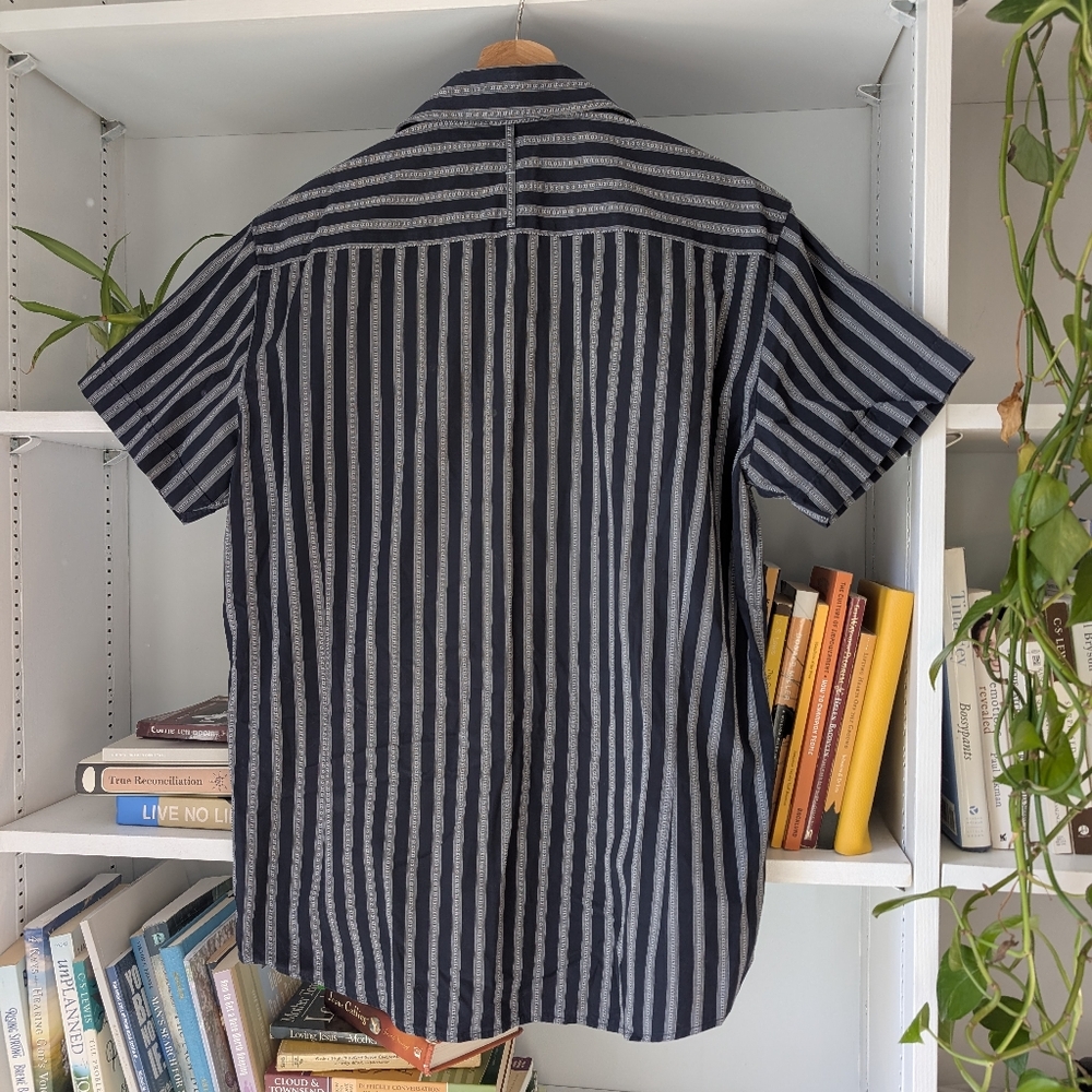 Mexx Men's Shirt Black Striped Button Down Short Sleeve Size Medium Preppy - Picture 5 of 6